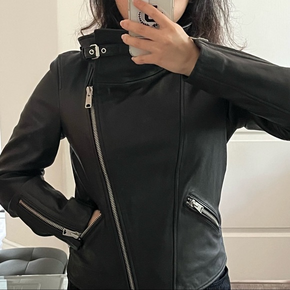 All Saints Leather Jacket UK 10 US 6 EU38 - Picture 3 of 4